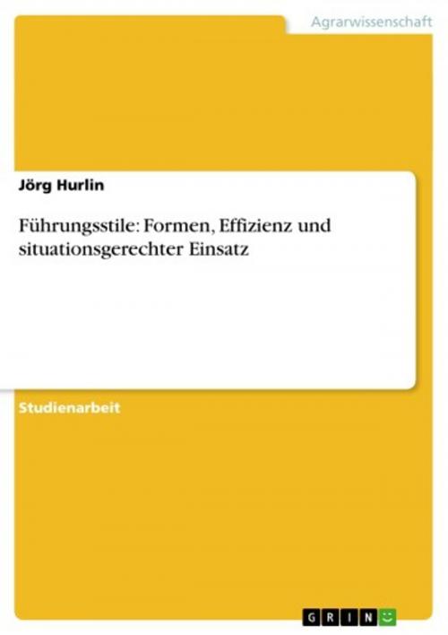 Cover of the book Führungsstile: Formen, Effizienz und situationsgerechter Einsatz by Jörg Hurlin, GRIN Verlag