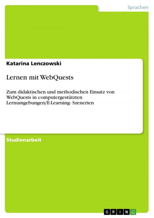 Cover of the book Lernen mit WebQuests by Katarina Lenczowski, GRIN Verlag