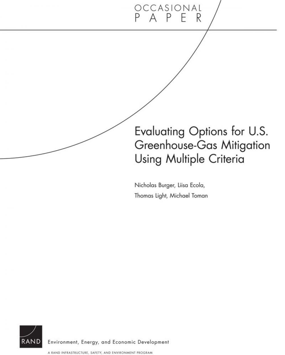 Big bigCover of Evaluating Options for U.S. Greenhouse-Gas Mitigation Using Multiple Criteria