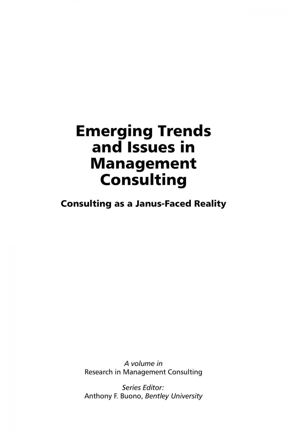 Big bigCover of Emerging Trends and Issues in Management Consulting