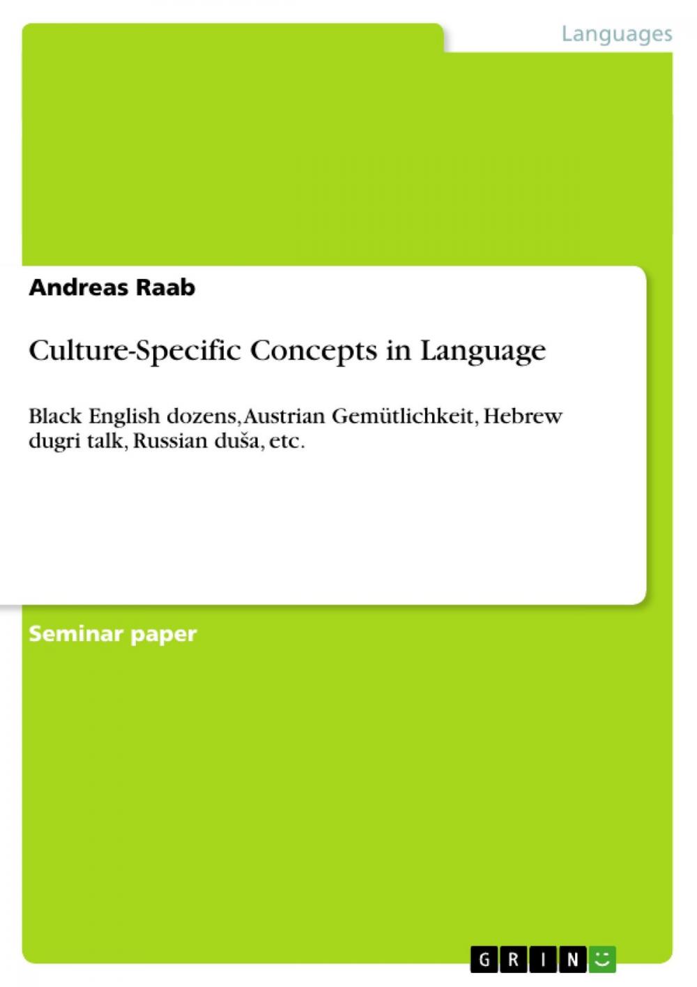 Big bigCover of Culture-Specific Concepts in Language