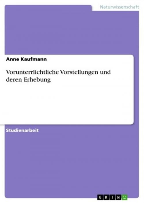 Cover of the book Vorunterrlichtliche Vorstellungen und deren Erhebung by Anne Kaufmann, GRIN Verlag