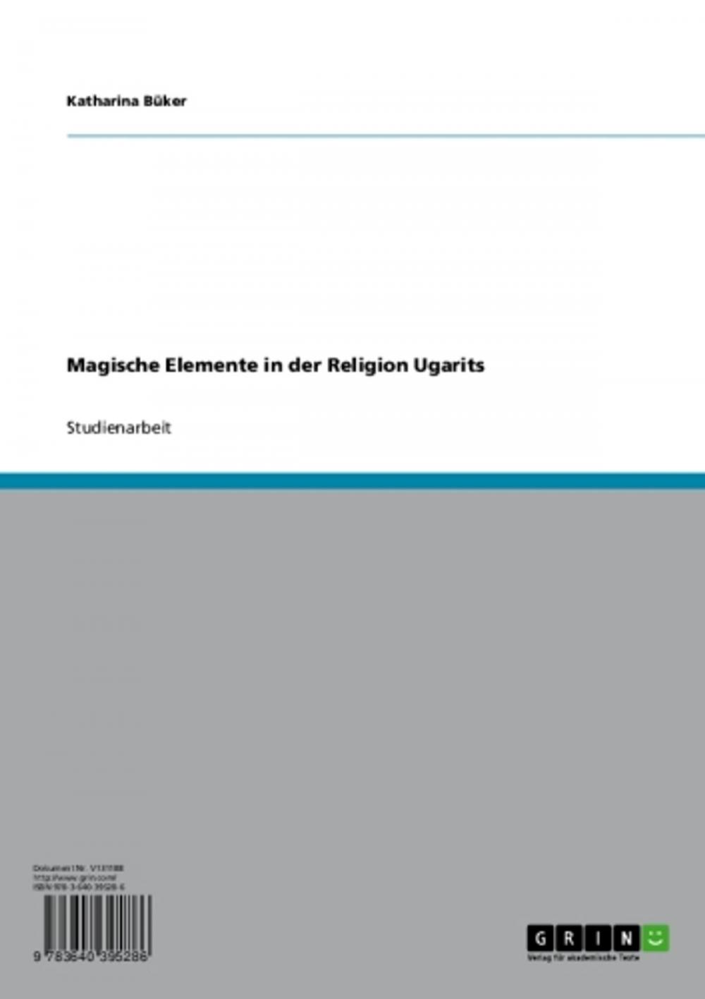 Big bigCover of Magische Elemente in der Religion Ugarits