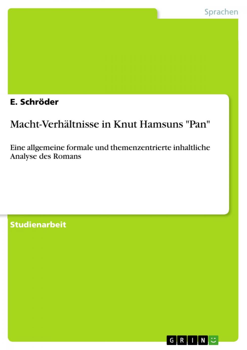 Big bigCover of Macht-Verhältnisse in Knut Hamsuns 'Pan'