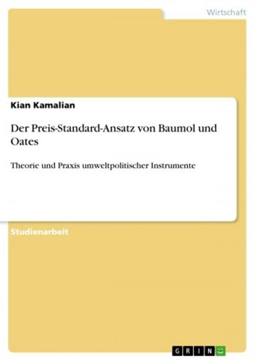 Cover of the book Der Preis-Standard-Ansatz von Baumol und Oates by Kian Kamalian, GRIN Verlag