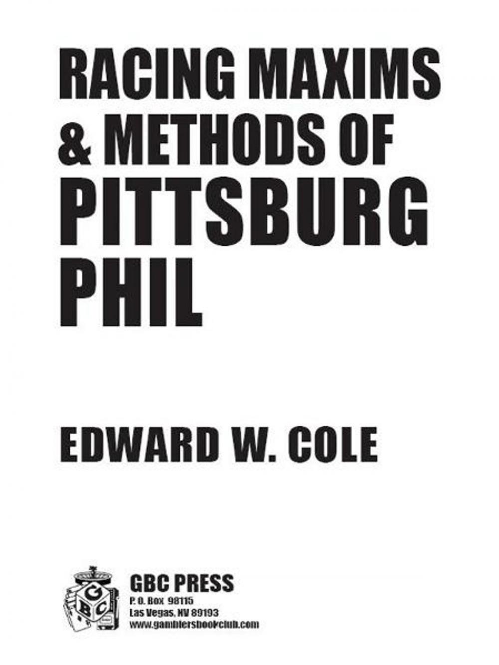 Big bigCover of RACING MAXIMS & METHODS OF PITSSBURG PHIL