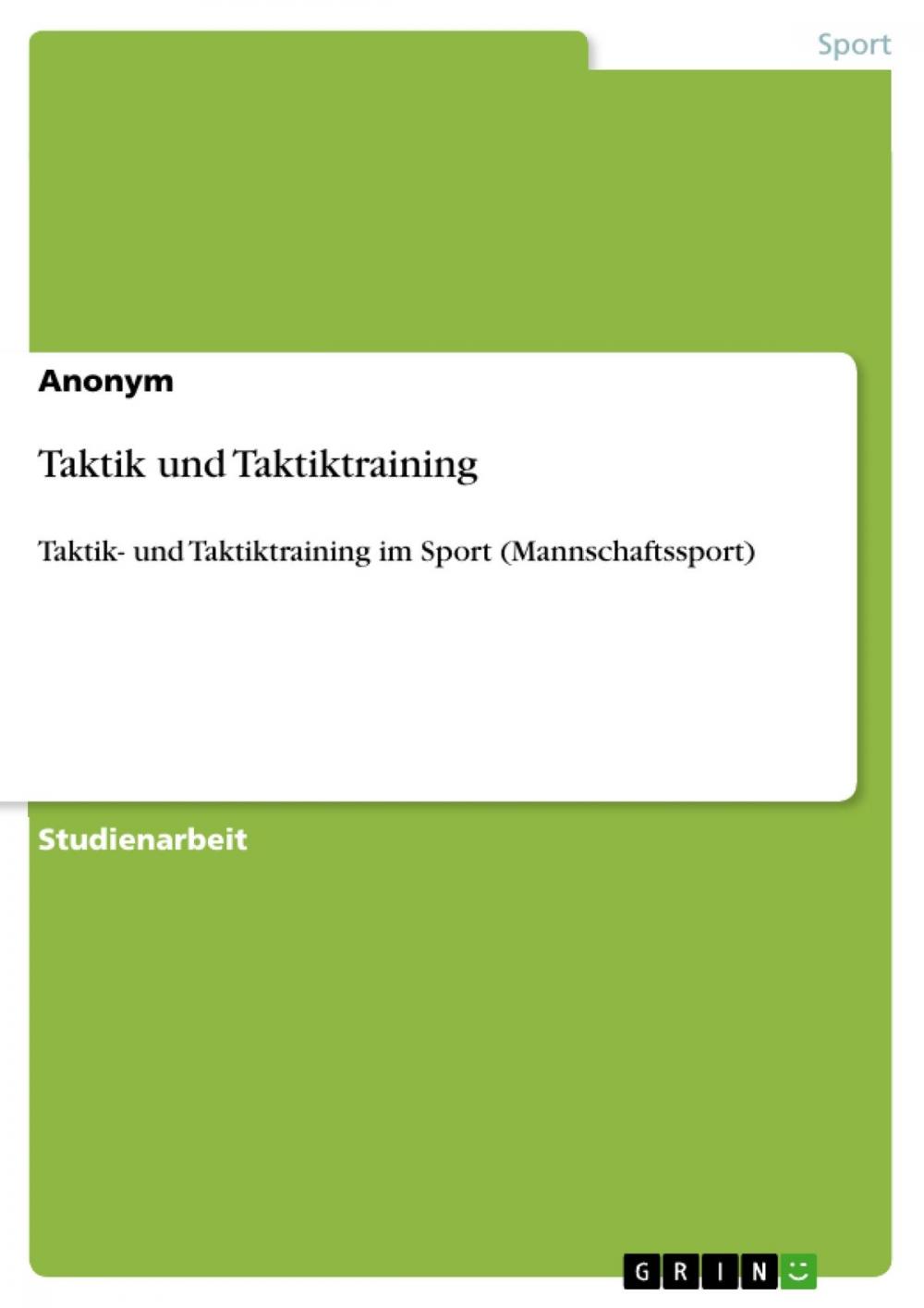 Big bigCover of Taktik und Taktiktraining