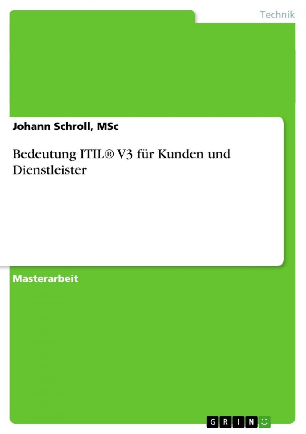 Big bigCover of Bedeutung ITIL® V3 für Kunden und Dienstleister