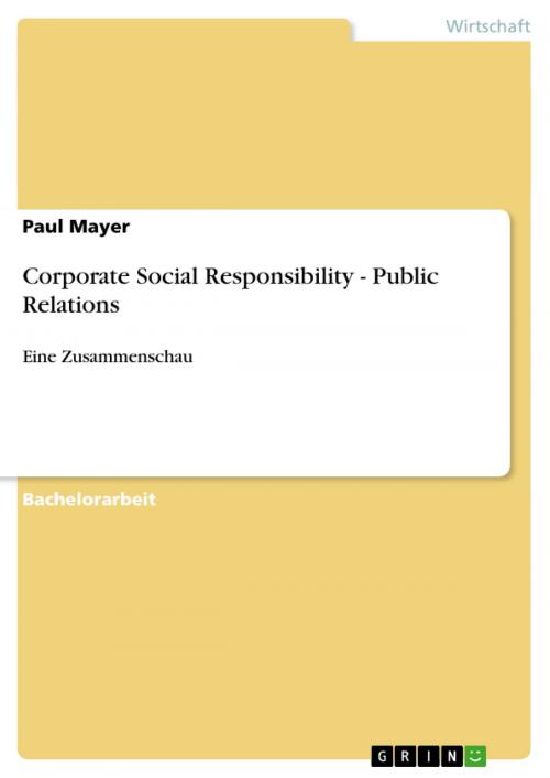 Cover of the book Corporate Social Responsibility - Public Relations by Paul Mayer, GRIN Verlag