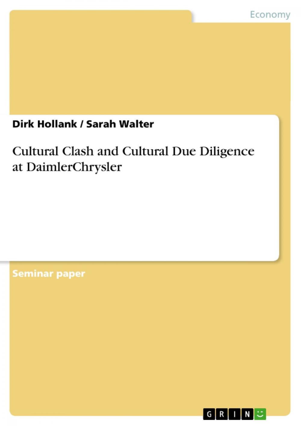 Big bigCover of Cultural Clash and Cultural Due Diligence at DaimlerChrysler