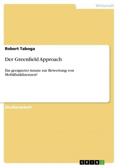 Cover of the book Der Greenfield Approach by Robert Taboga, GRIN Verlag