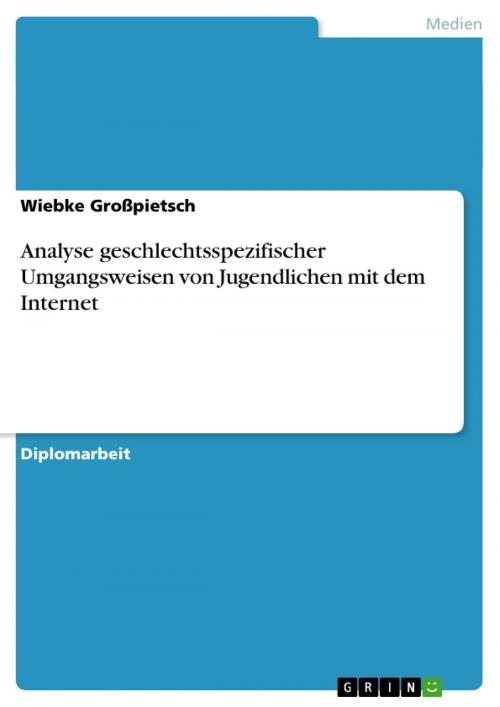 Cover of the book Analyse geschlechtsspezifischer Umgangsweisen von Jugendlichen mit dem Internet by Wiebke Großpietsch, GRIN Verlag