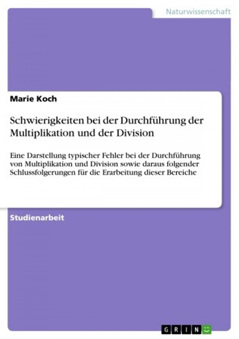 Big bigCover of Schwierigkeiten bei der Durchführung der Multiplikation und der Division