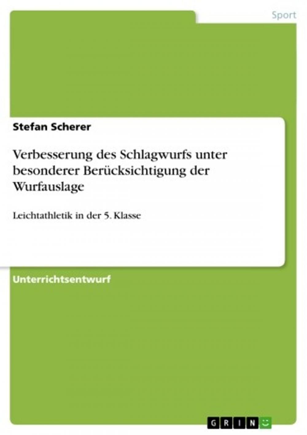 Big bigCover of Verbesserung des Schlagwurfs unter besonderer Berücksichtigung der Wurfauslage