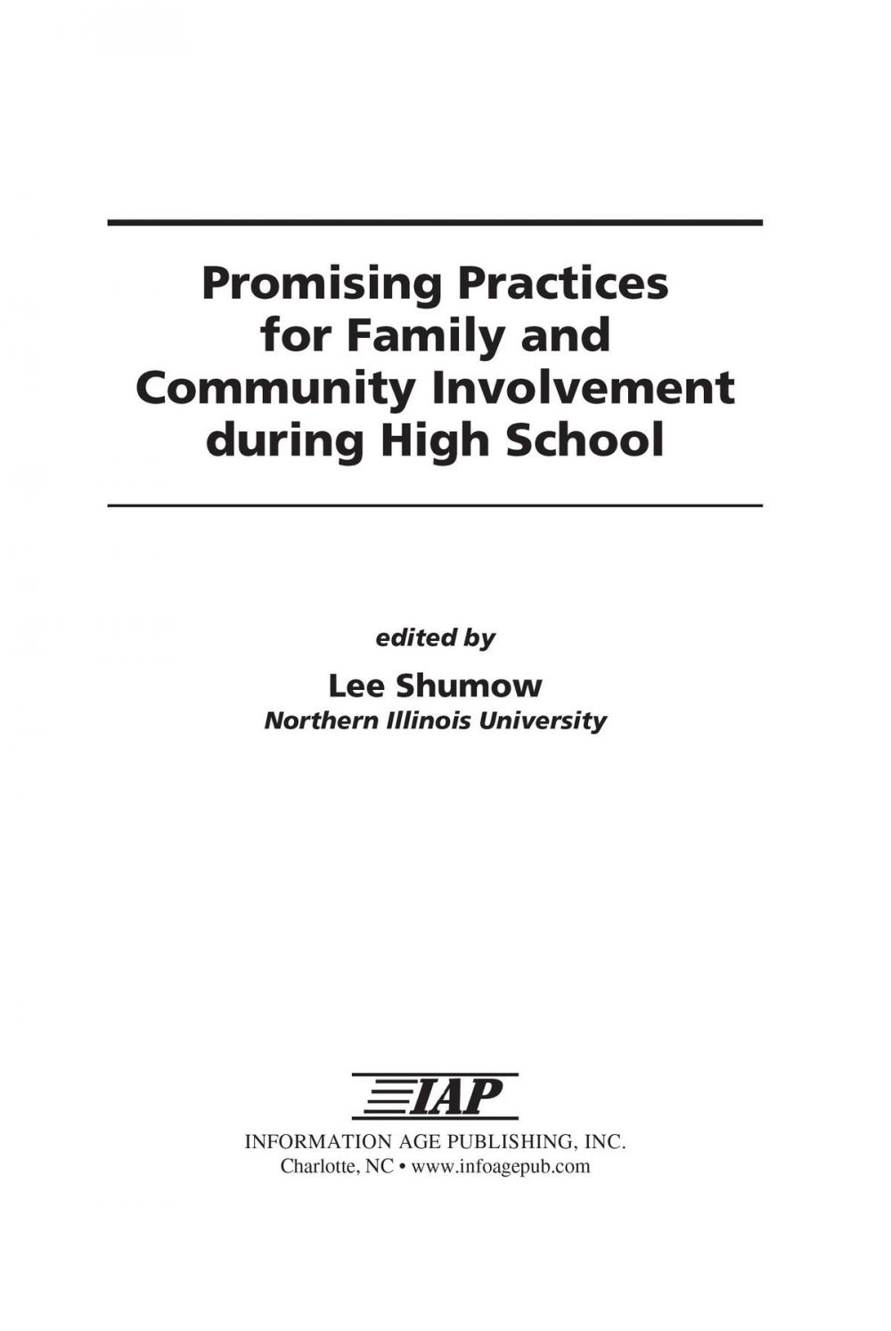 Big bigCover of Promising Practices for Family and Community Involvement during High School