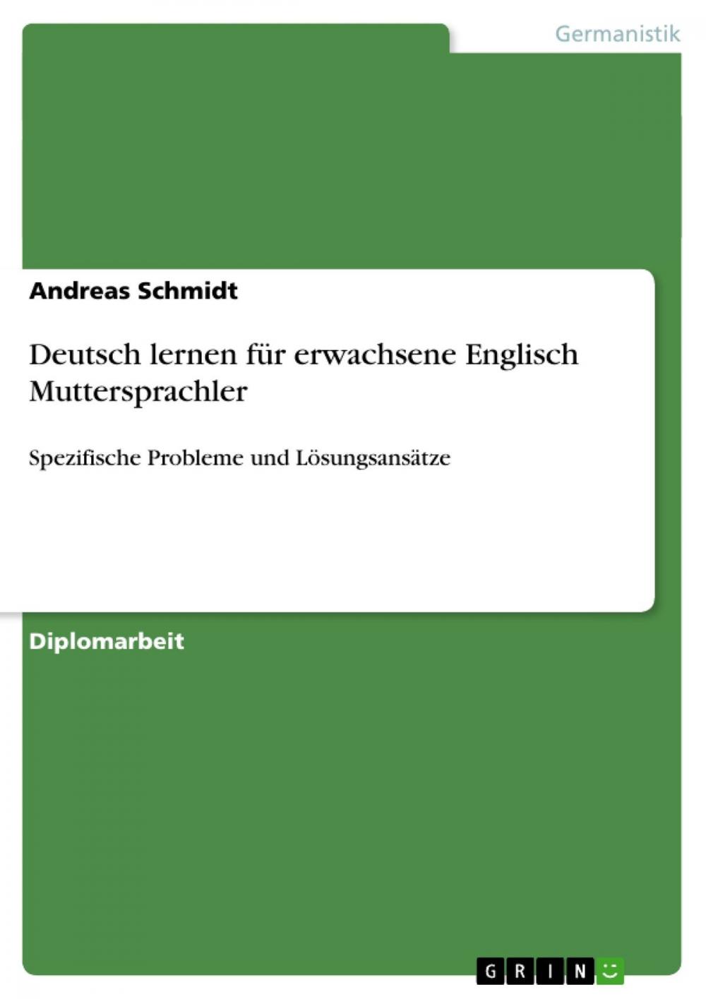 Big bigCover of Deutsch lernen für erwachsene Englisch Muttersprachler