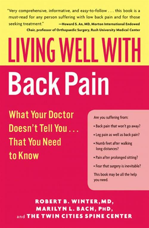 Cover of the book Living Well with Back Pain by Robert B. Winter M.D., Marilyn L. Bach PhD, William Morrow Paperbacks