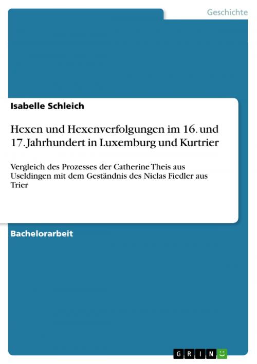 Cover of the book Hexen und Hexenverfolgungen im 16. und 17. Jahrhundert in Luxemburg und Kurtrier by Isabelle Schleich, GRIN Verlag