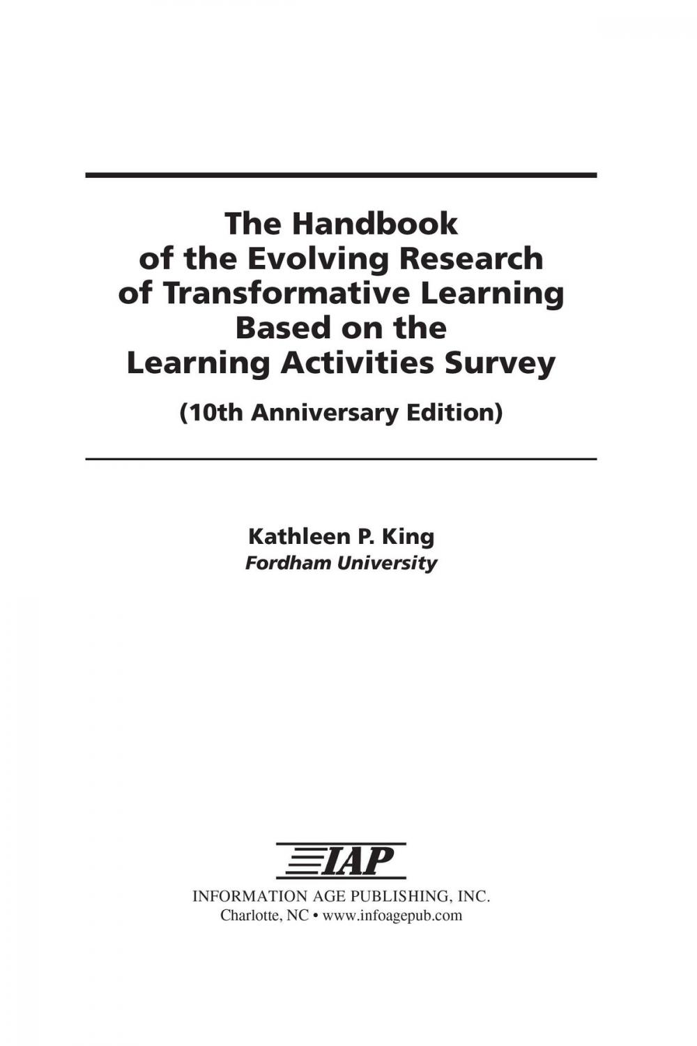 Big bigCover of The Handbook of the Evolving Research of Transformative Learning