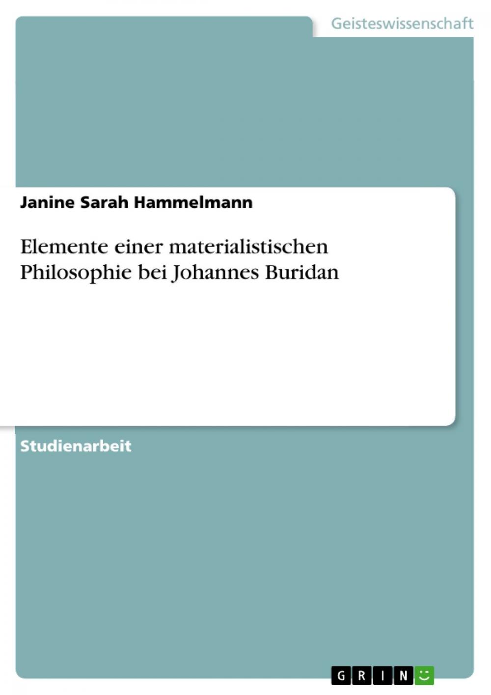 Big bigCover of Elemente einer materialistischen Philosophie bei Johannes Buridan