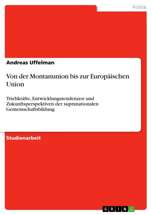 Cover of the book Von der Montanunion bis zur Europäischen Union by Andreas Uffelman, GRIN Verlag