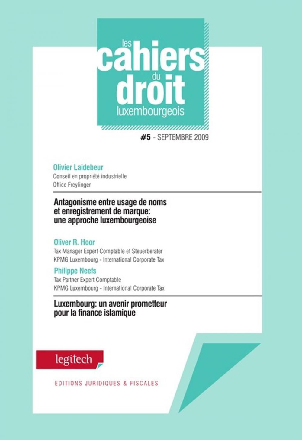 Big bigCover of Cahier du droit luxembourgeois n°5