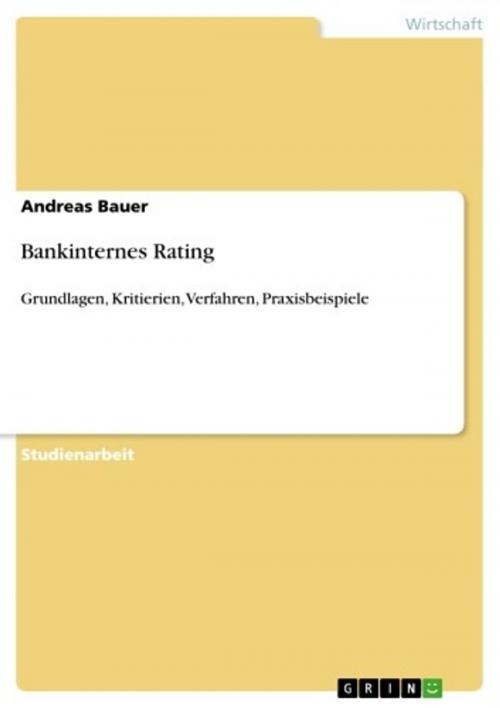 Cover of the book Bankinternes Rating by Andreas Bauer, GRIN Verlag