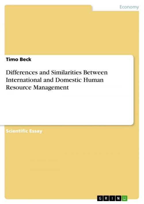 Cover of the book Differences and Similarities Between International and Domestic Human Resource Management by Timo Beck, GRIN Verlag