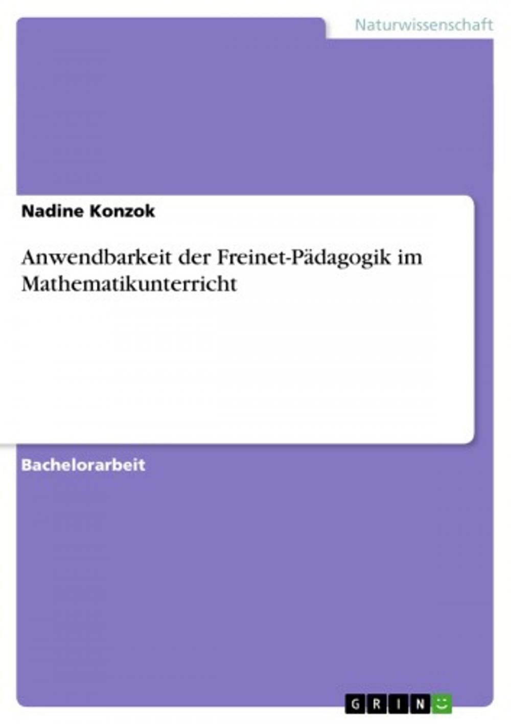 Big bigCover of Anwendbarkeit der Freinet-Pädagogik im Mathematikunterricht