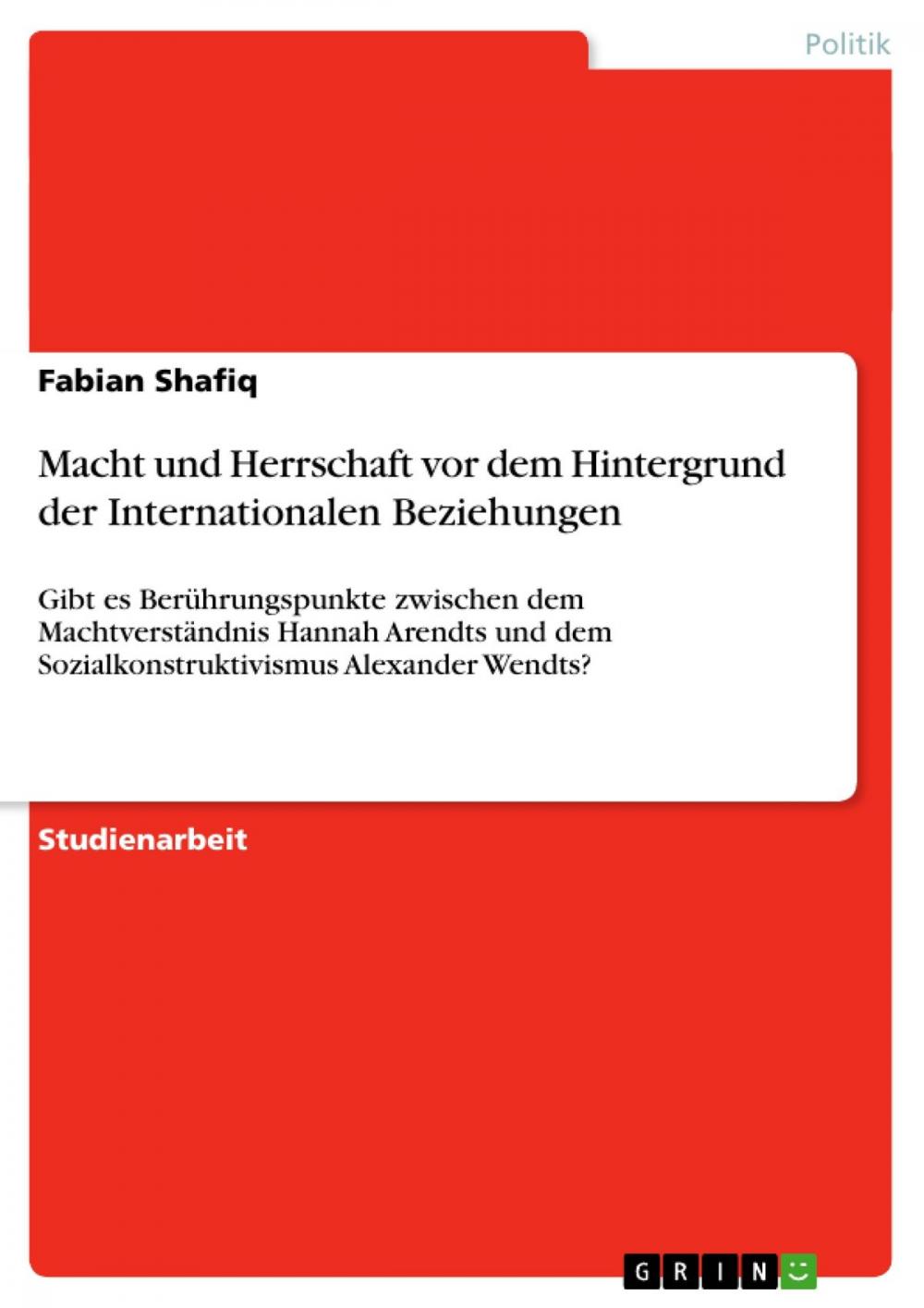 Big bigCover of Macht und Herrschaft vor dem Hintergrund der Internationalen Beziehungen