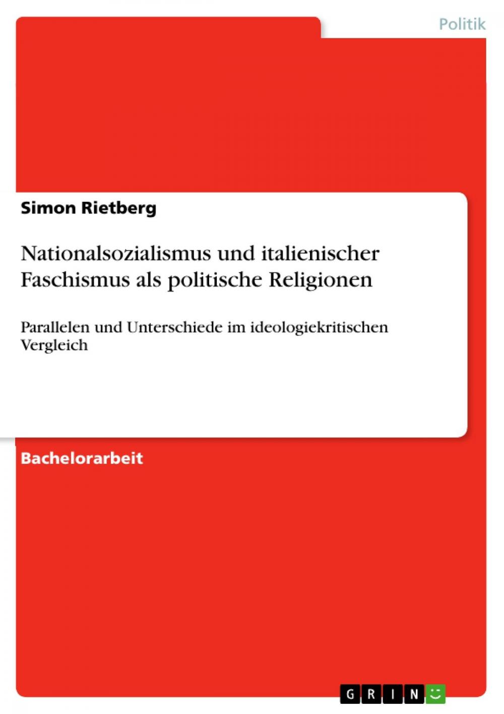 Big bigCover of Nationalsozialismus und italienischer Faschismus als politische Religionen