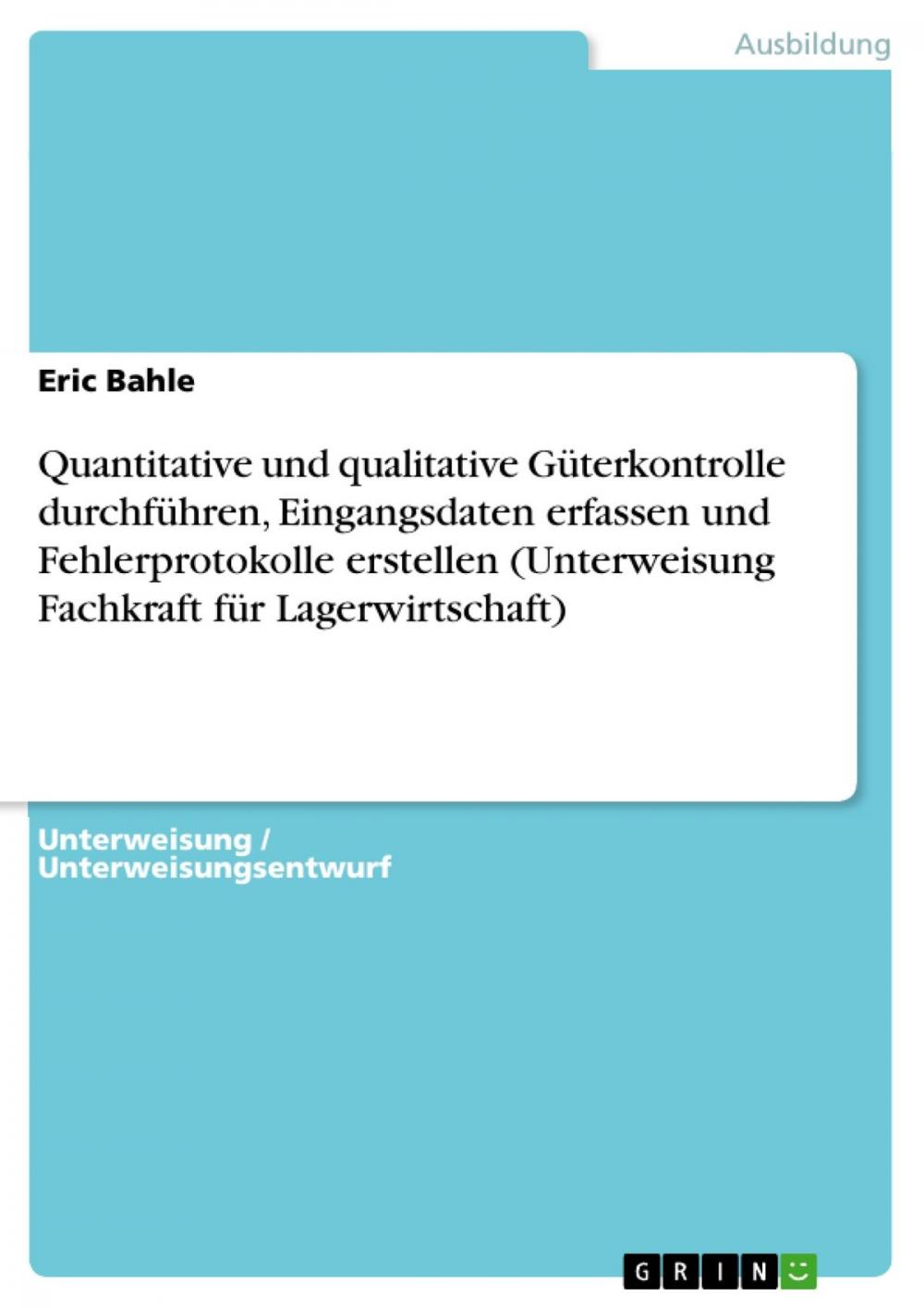 Big bigCover of Quantitative und qualitative Güterkontrolle durchführen, Eingangsdaten erfassen und Fehlerprotokolle erstellen (Unterweisung Fachkraft für Lagerwirtschaft)