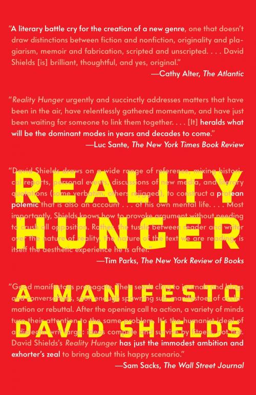 Cover of the book Reality Hunger by David Shields, Knopf Doubleday Publishing Group
