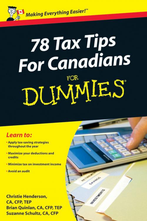 Cover of the book 78 Tax Tips For Canadians For Dummies by Christie Henderson, Brian Quinlan, Suzanne Schultz, Wiley