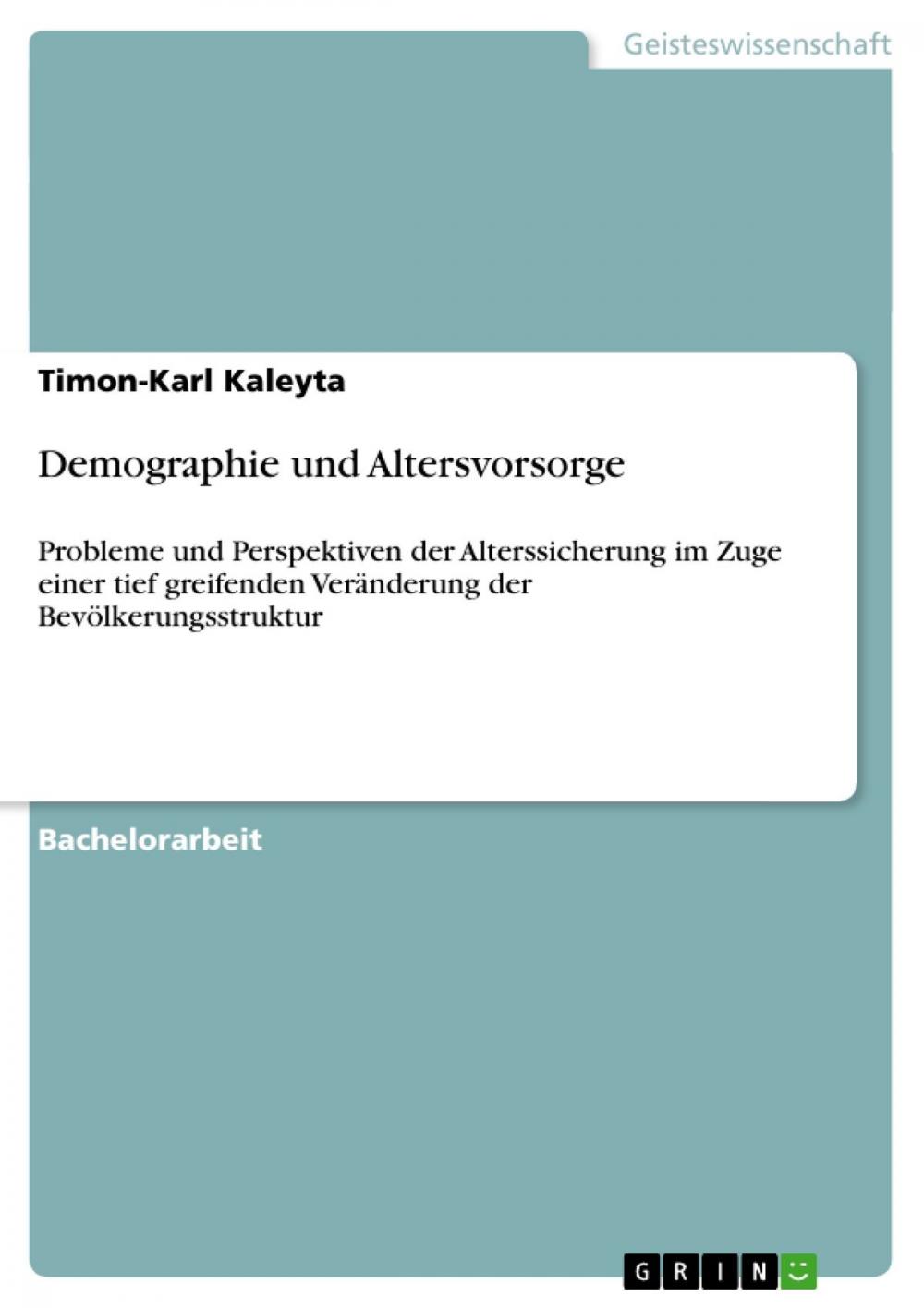 Big bigCover of Demographie und Altersvorsorge