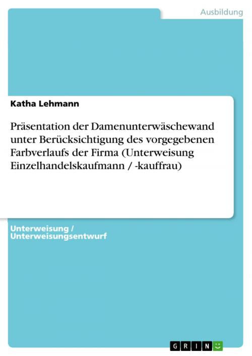 Cover of the book Präsentation der Damenunterwäschewand unter Berücksichtigung des vorgegebenen Farbverlaufs der Firma (Unterweisung Einzelhandelskaufmann / -kauffrau) by Katha Lehmann, GRIN Verlag