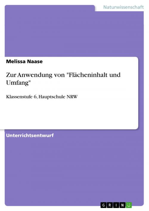 Cover of the book Zur Anwendung von 'Flächeninhalt und Umfang' by Melissa Naase, GRIN Verlag
