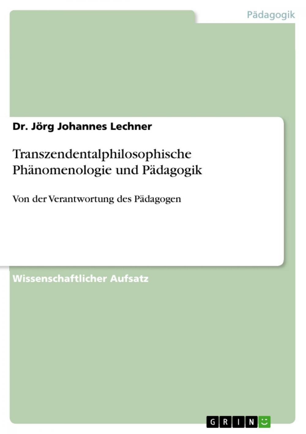 Big bigCover of Transzendentalphilosophische Phänomenologie und Pädagogik