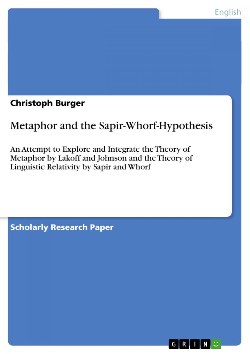 Big bigCover of Metaphor and the Sapir-Whorf-Hypothesis