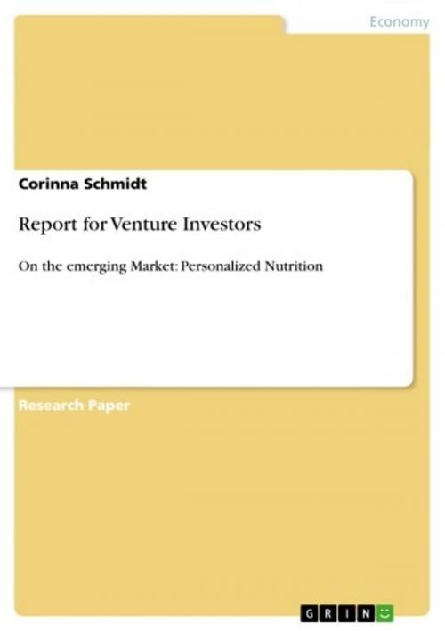 Cover of the book Report for Venture Investors by Corinna Schmidt, GRIN Publishing