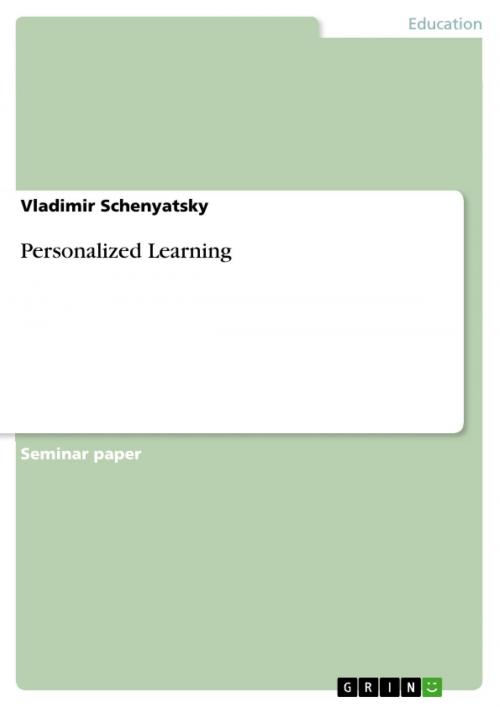 Cover of the book Personalized Learning by Vladimir Schenyatsky, GRIN Publishing