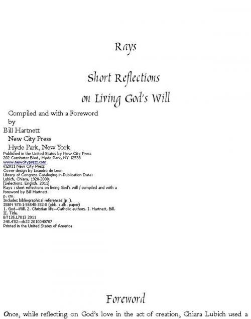 Cover of the book Rays by Chiara Lubich Bill Hartnett, New City Press