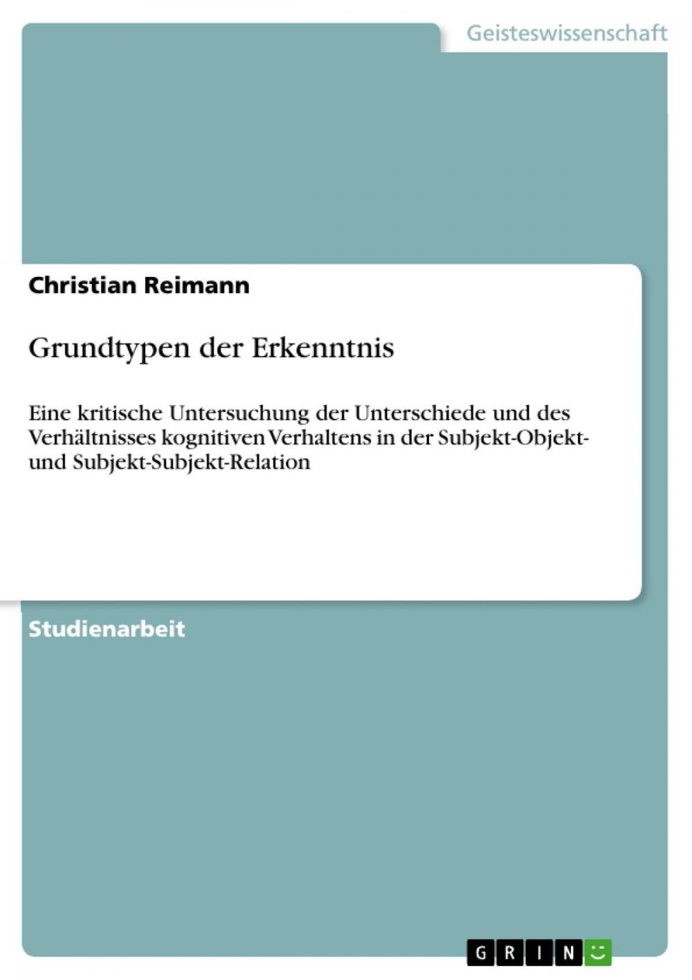 Big bigCover of Grundtypen der Erkenntnis