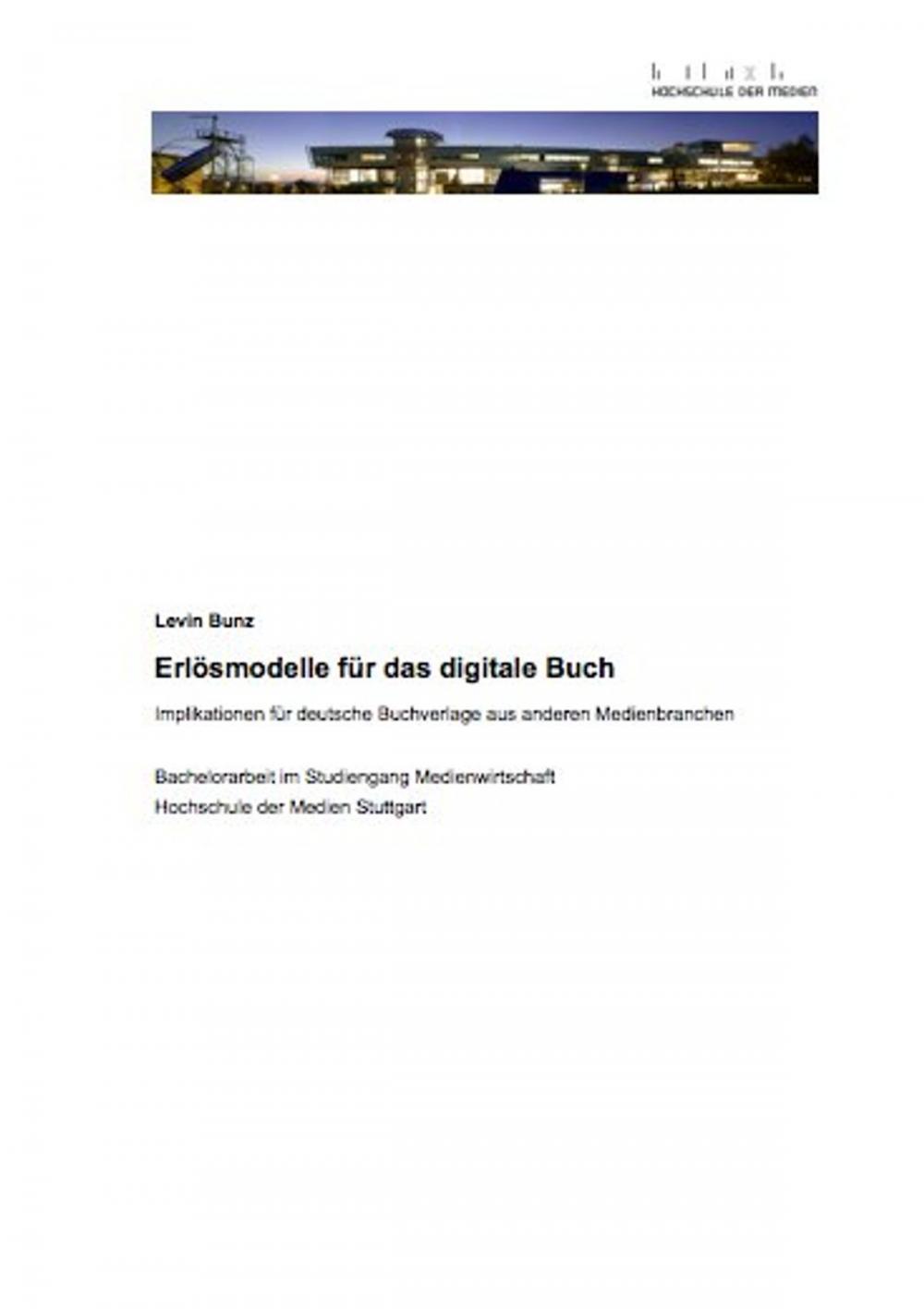 Big bigCover of Erlösmodelle für das digitale Buch