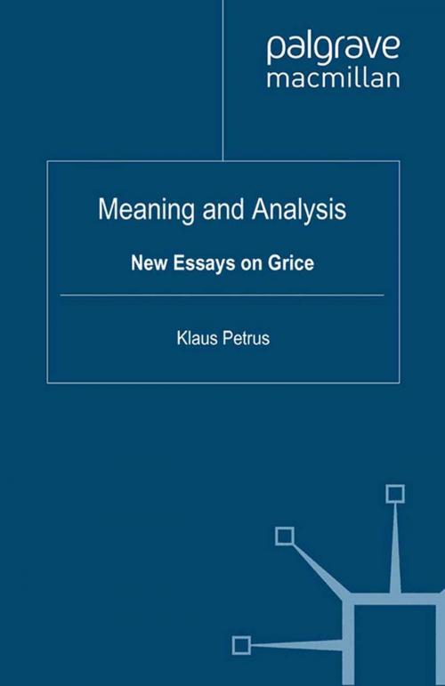 Cover of the book Meaning and Analysis: New Essays on Grice by Richard Breheny, Palgrave Macmillan UK