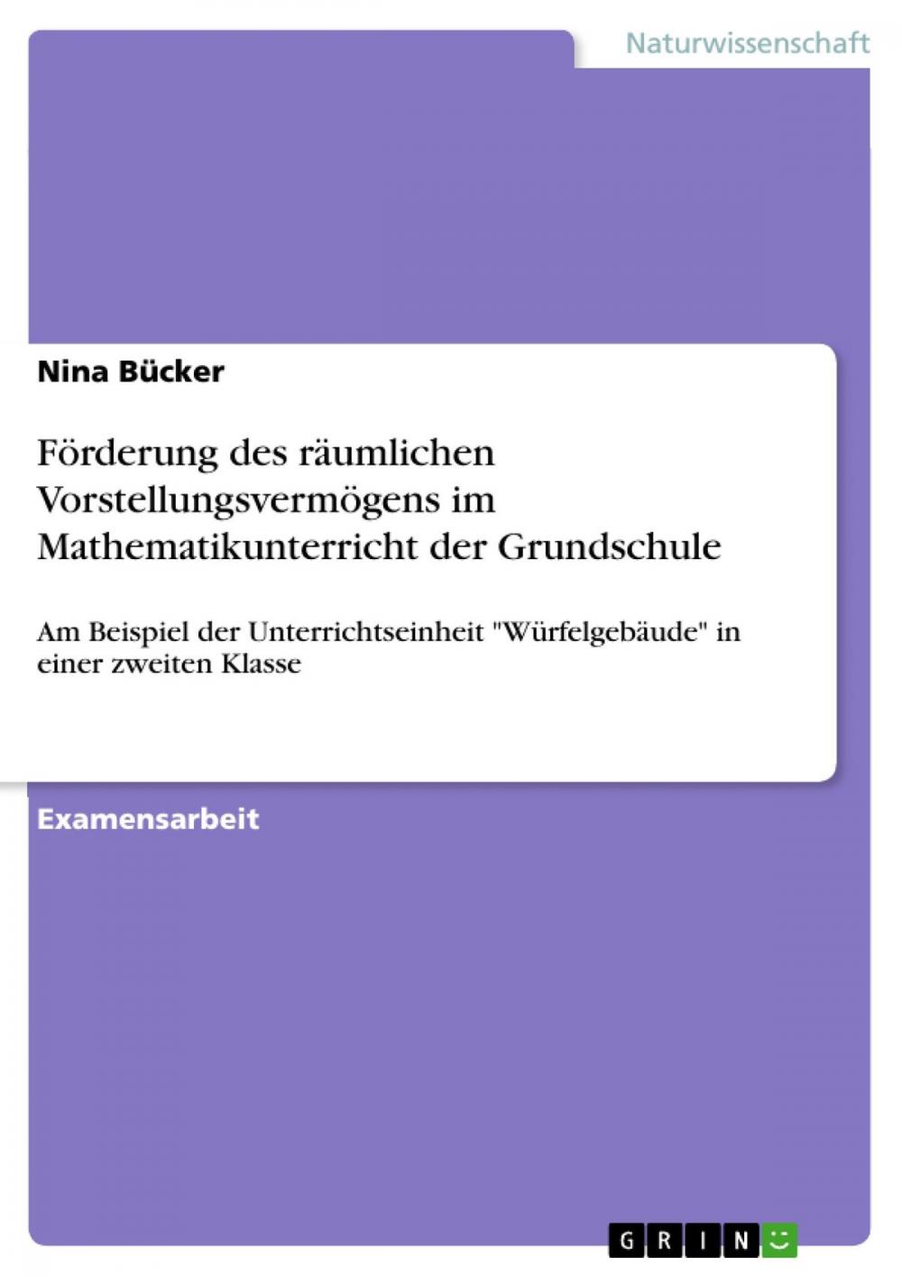 Big bigCover of Förderung des räumlichen Vorstellungsvermögens im Mathematikunterricht der Grundschule