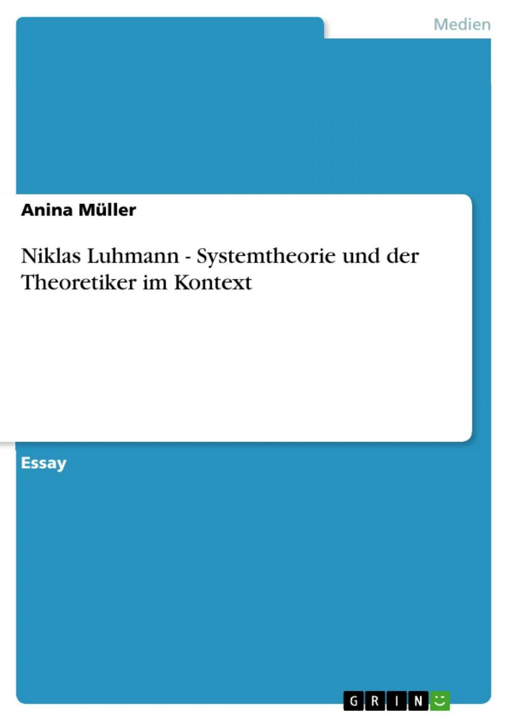 Big bigCover of Niklas Luhmann - Systemtheorie und der Theoretiker im Kontext