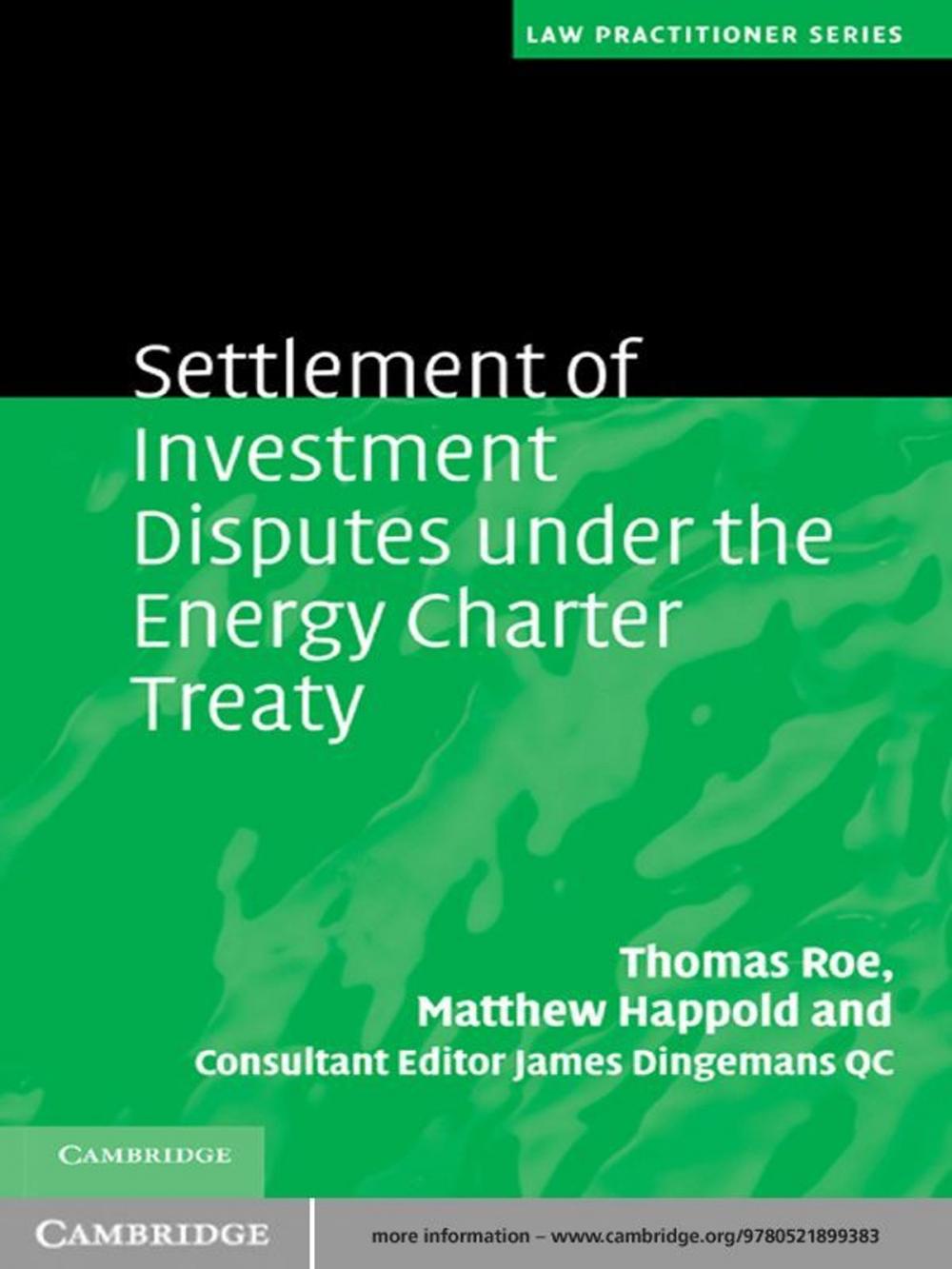 Big bigCover of Settlement of Investment Disputes under the Energy Charter Treaty