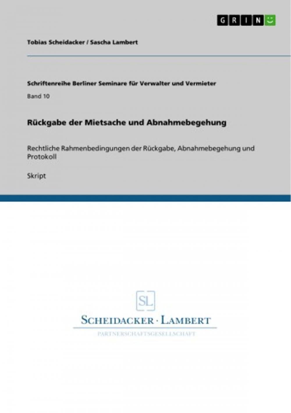 Big bigCover of Rückgabe der Mietsache und Abnahmebegehung