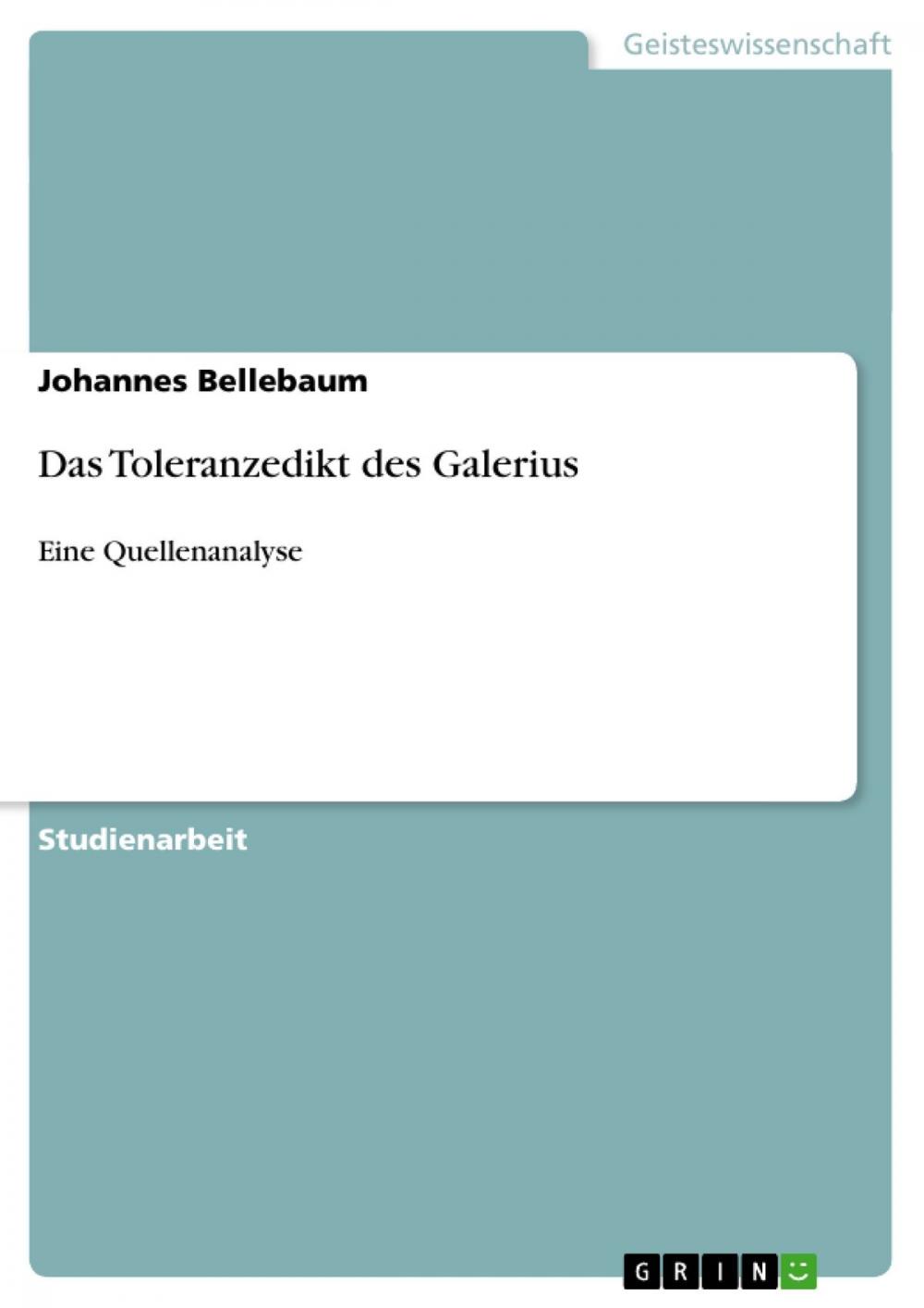 Big bigCover of Das Toleranzedikt des Galerius